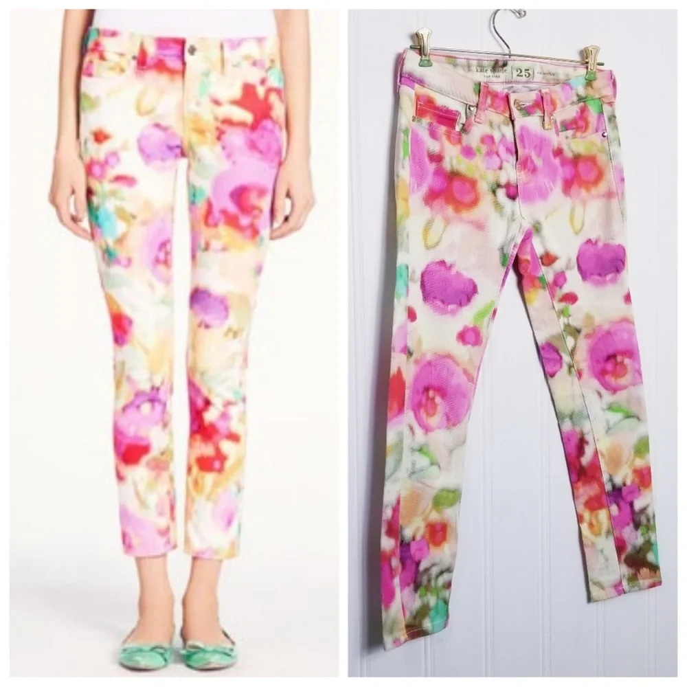 Kate Spade Perry Street Watercolor Play Hooky Cropped Jeans 24